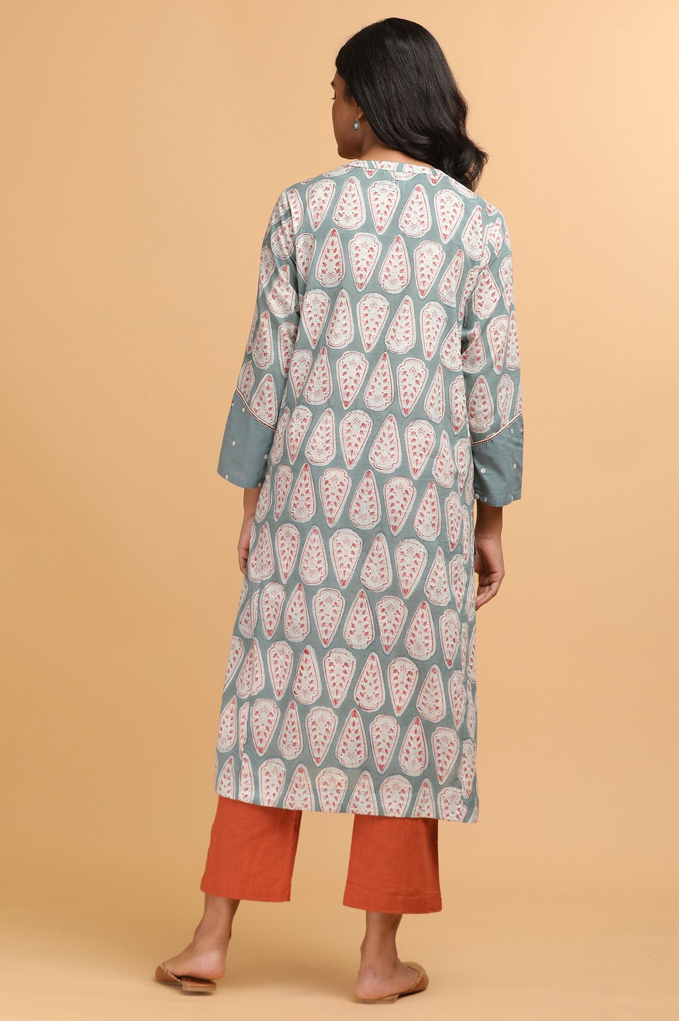 Blue Hand Block Printed Shirt Dress