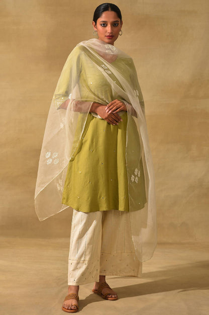 Light Green Mirrorwork kurta In Tussar