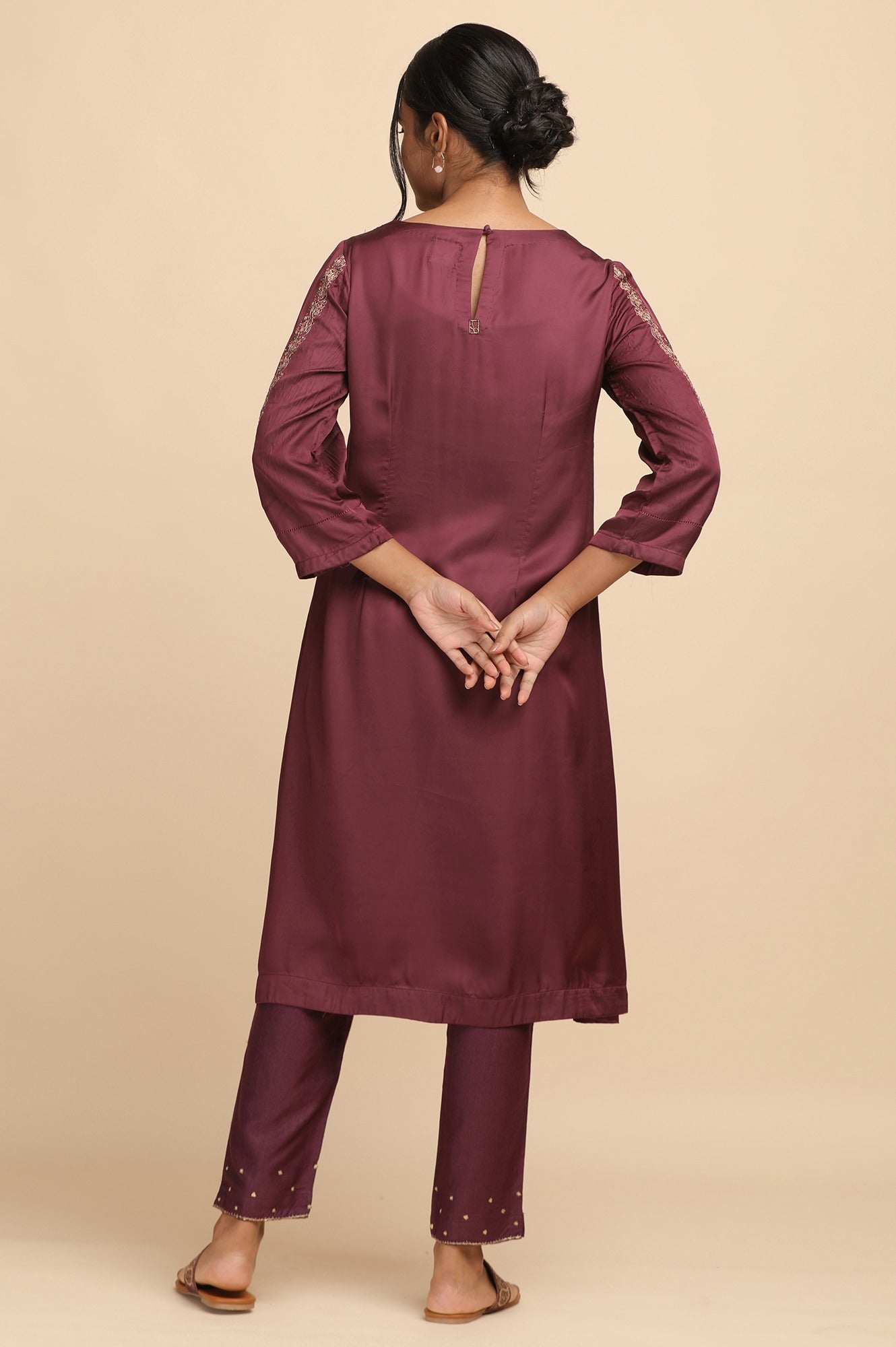 Prune Modal Satin Solid kurta