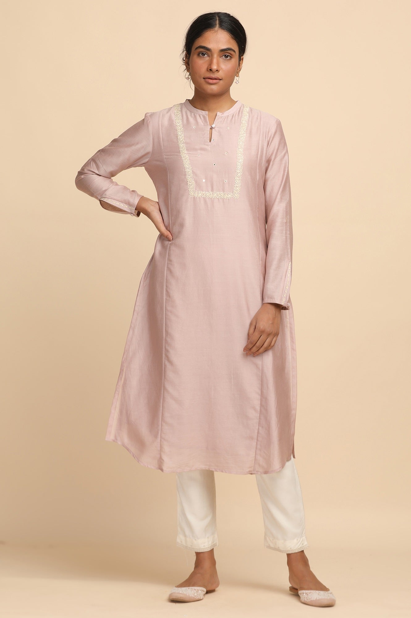 Light Pink Cotton Silk kurta