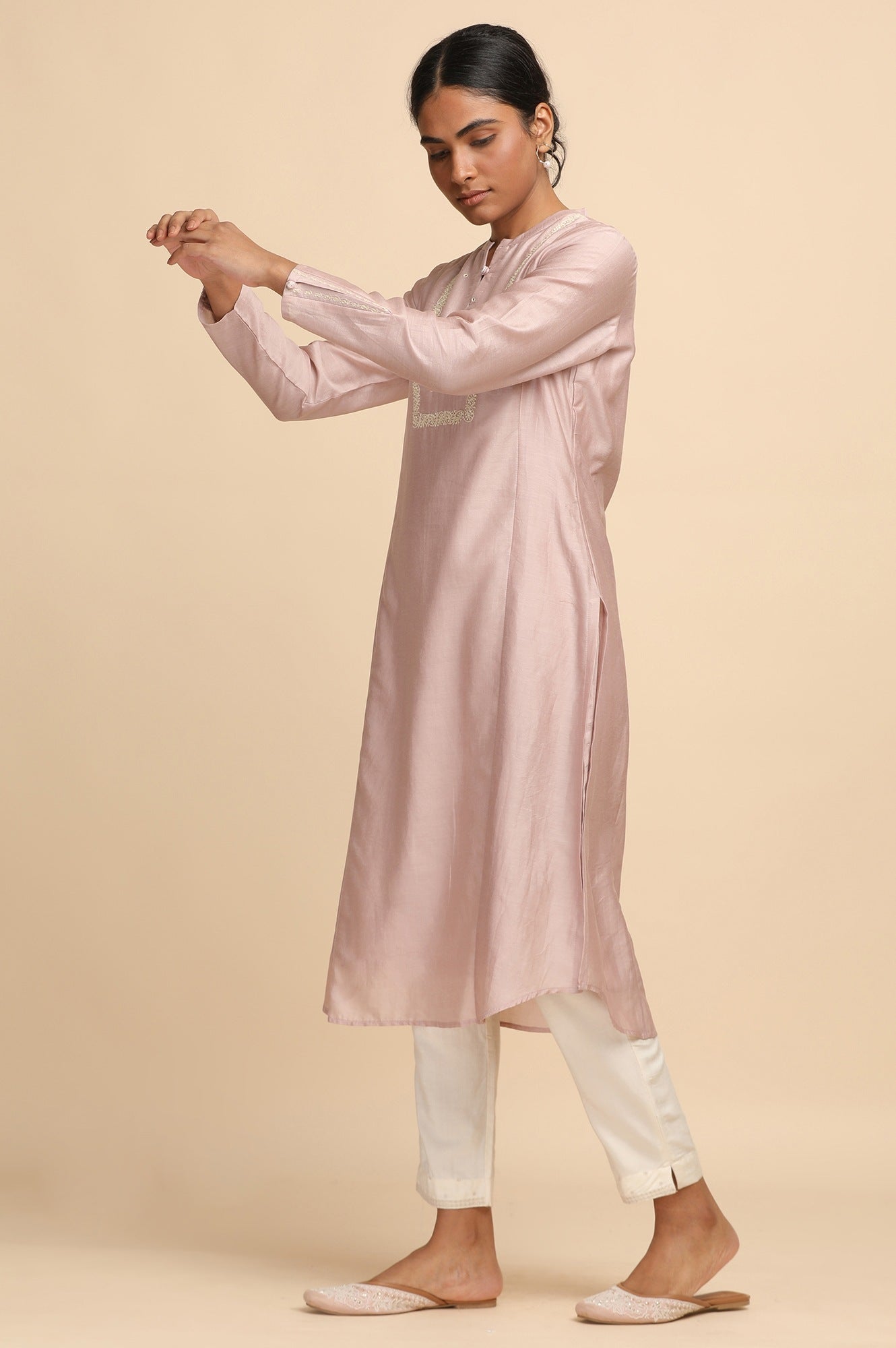 Light Pink Cotton Silk kurta