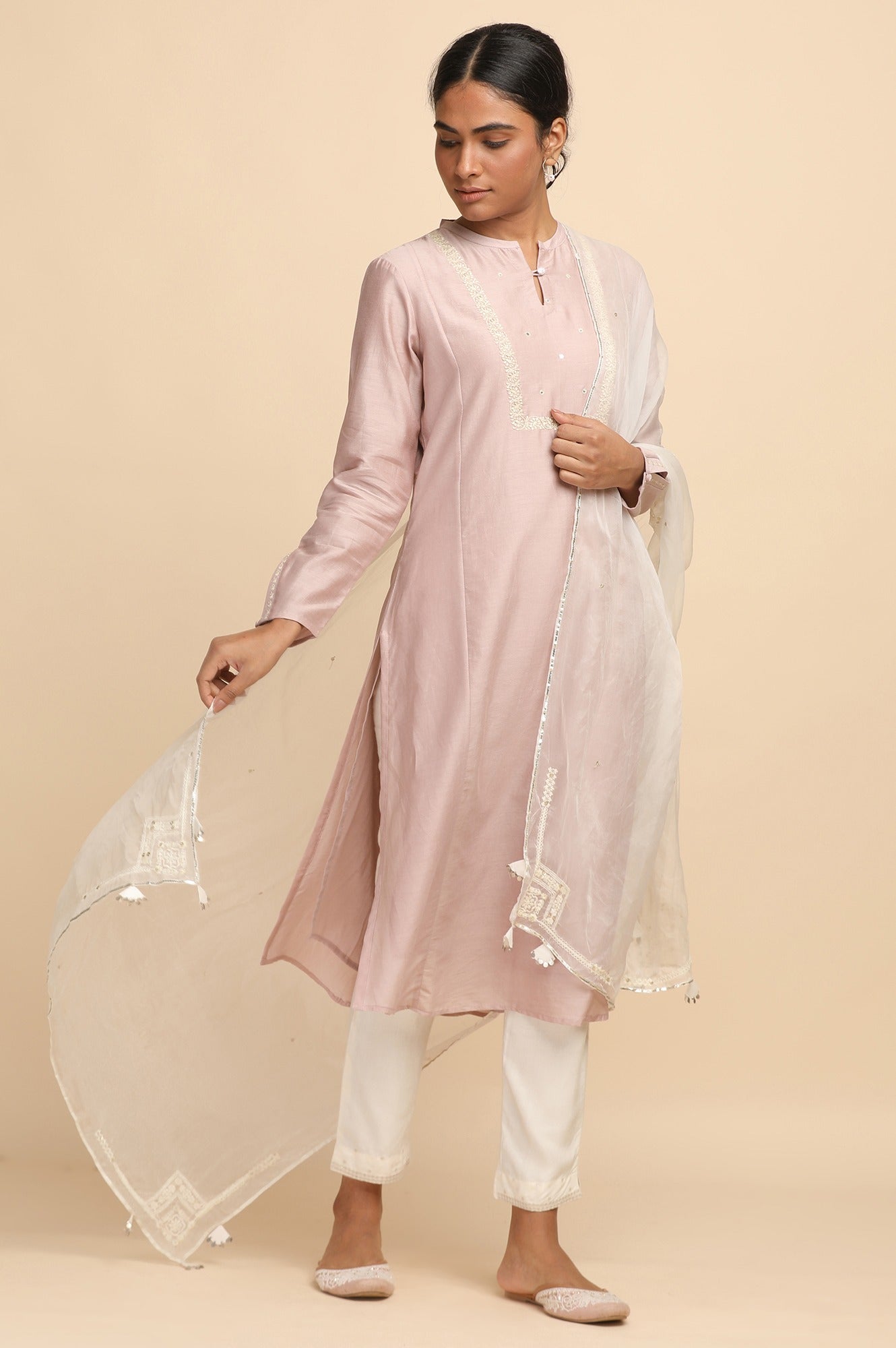 Light Pink Cotton Silk kurta