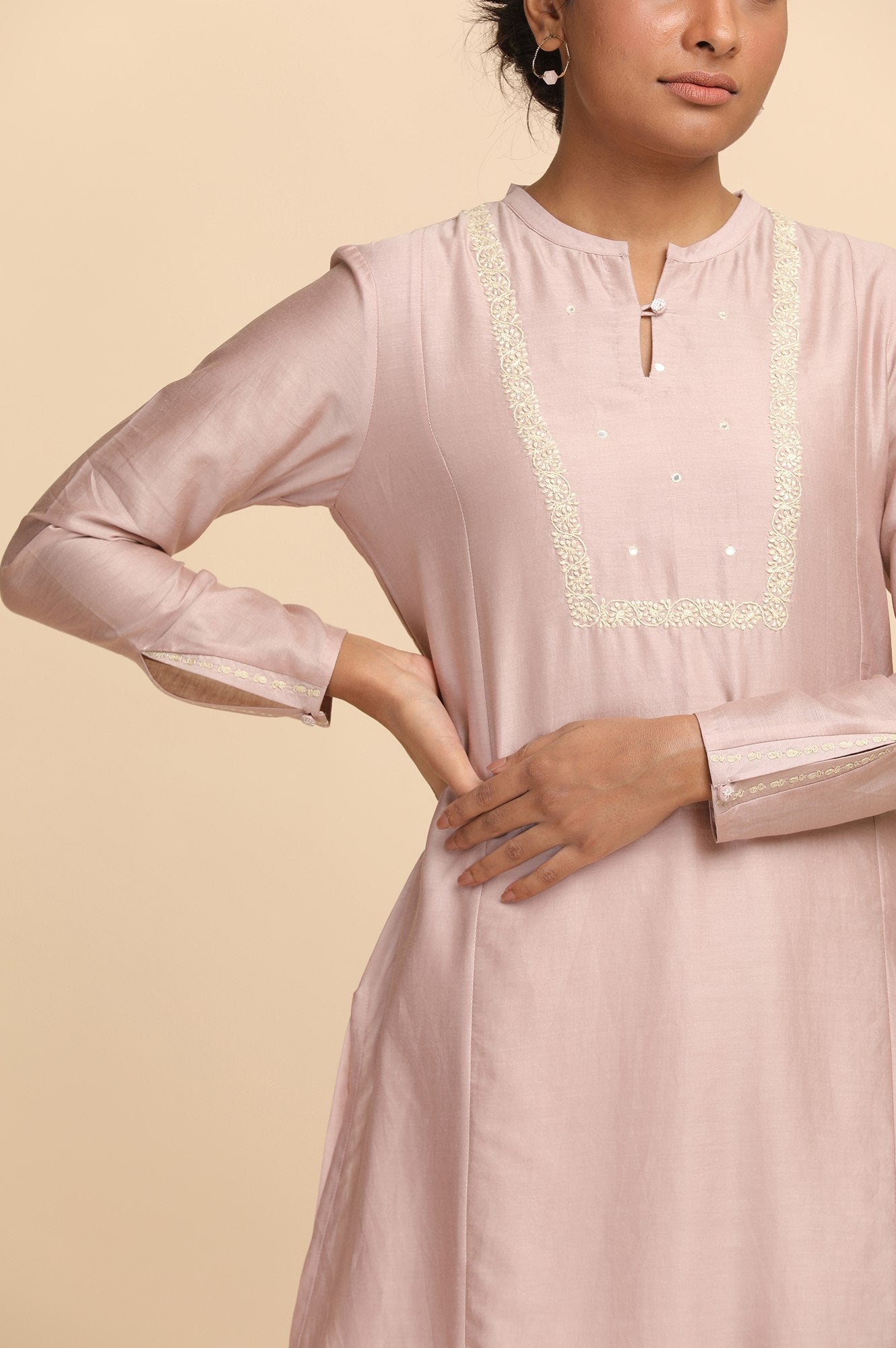 Light Pink Cotton Silk kurta