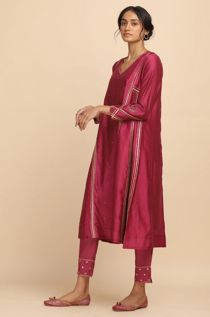 Pink Gota kurta in Cotton Silk