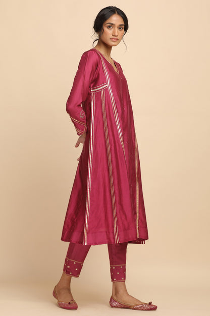 Pink Gota kurta in Cotton Silk
