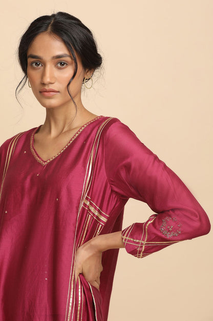 Pink Gota kurta in Cotton Silk