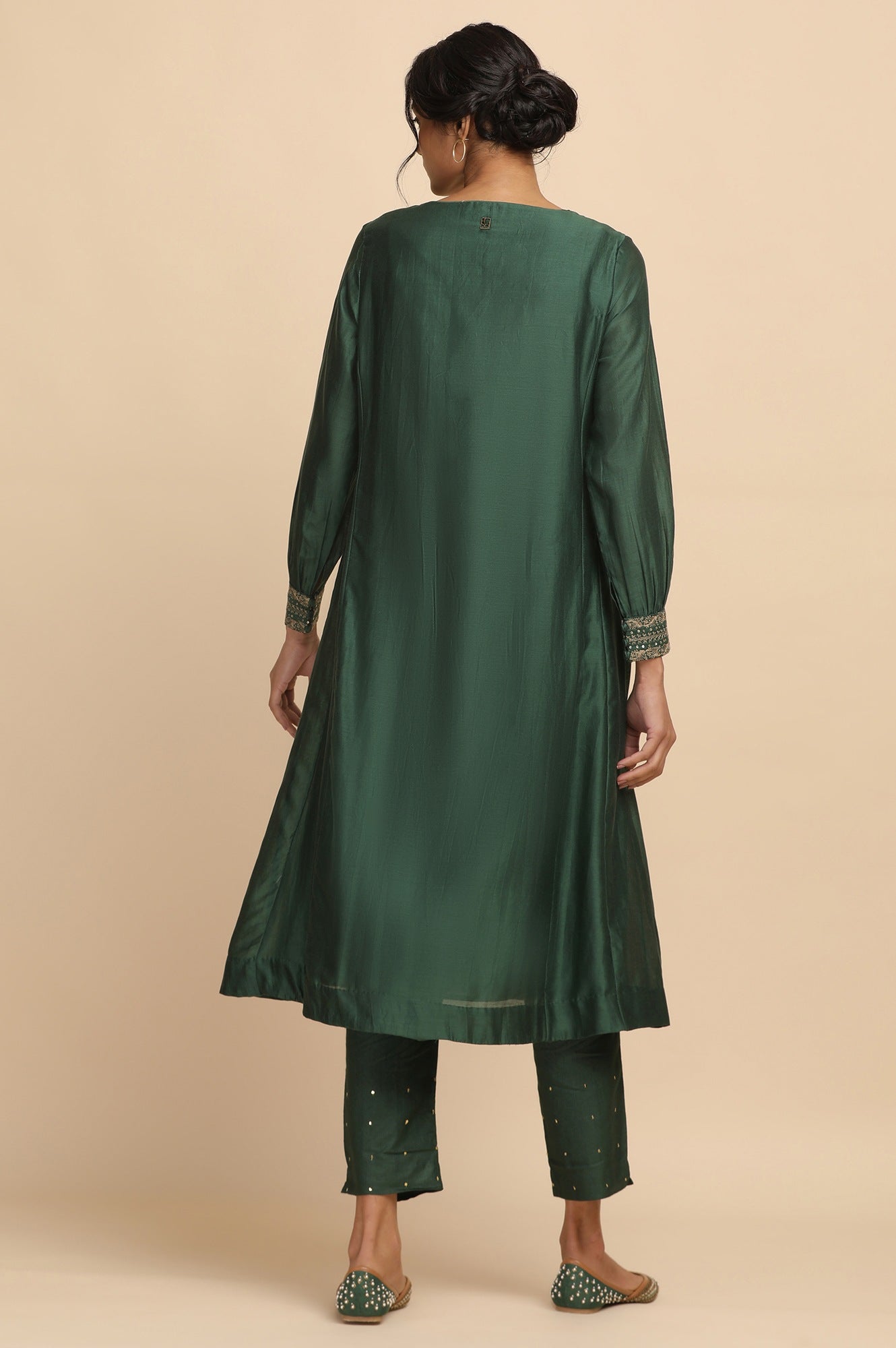 Dark Green Cotton Silk kurta