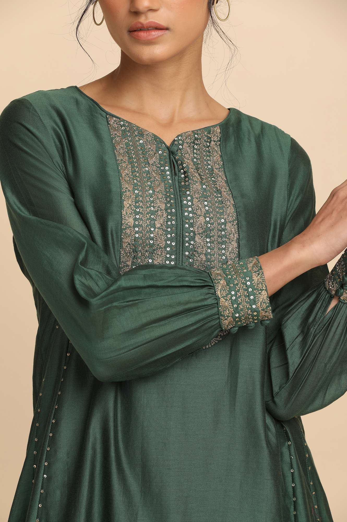 Dark Green Cotton Silk kurta