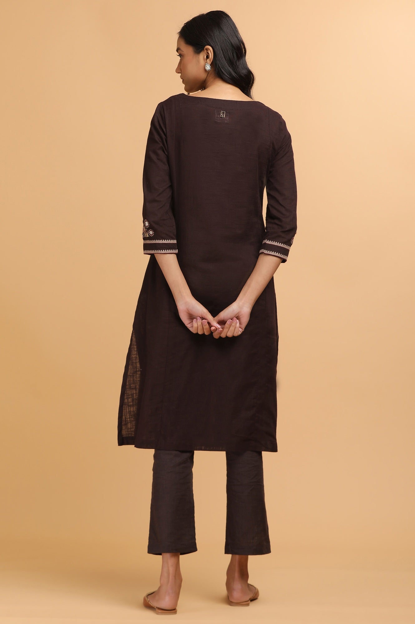 Dark Wine Solid Cotton Slub kurta