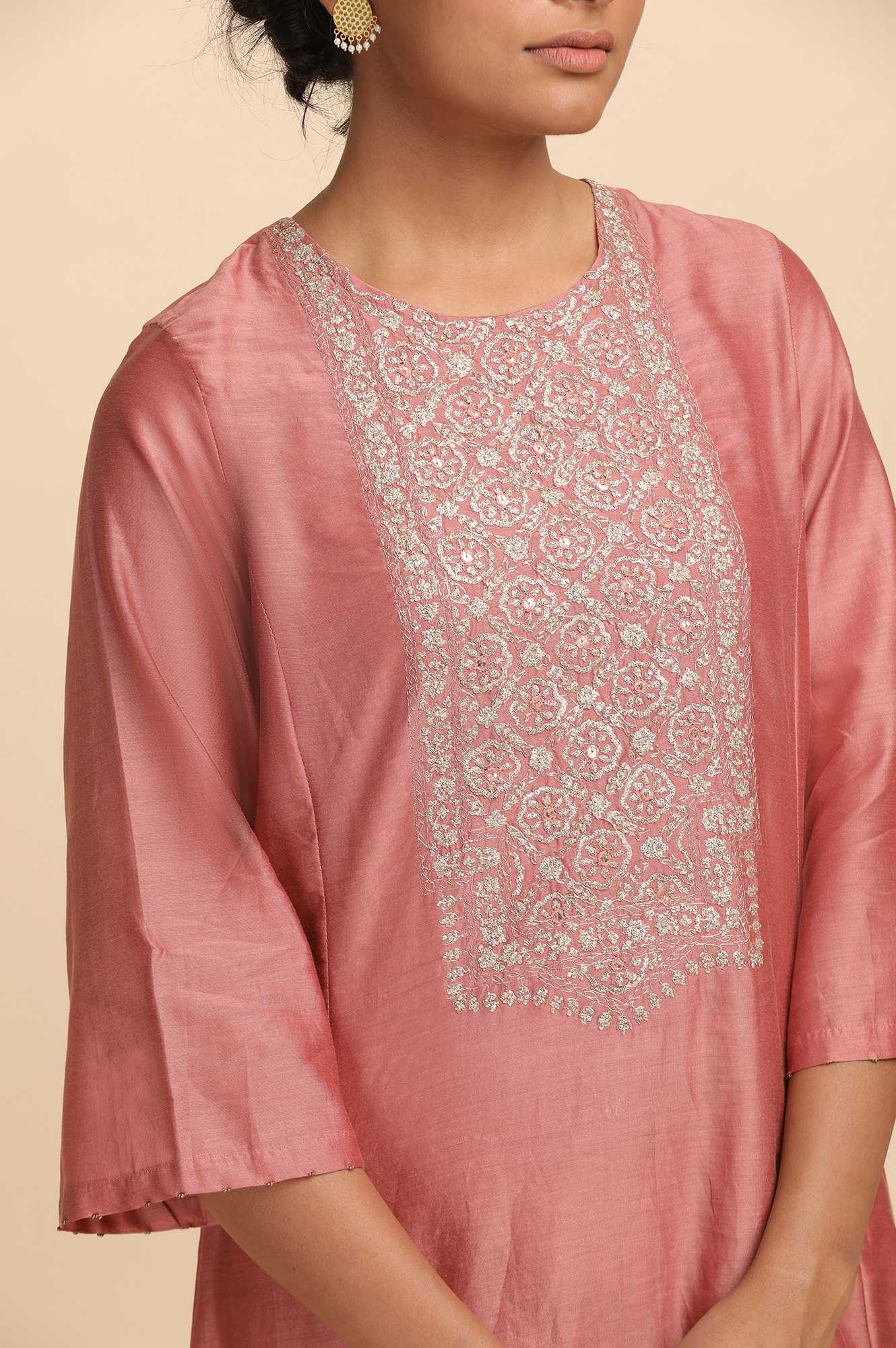 Dusty Pink Cotton Silk Short kurta