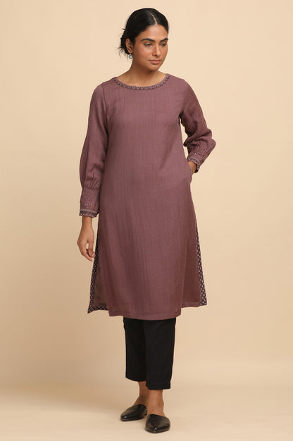 Lilac Woollen Solid kurta