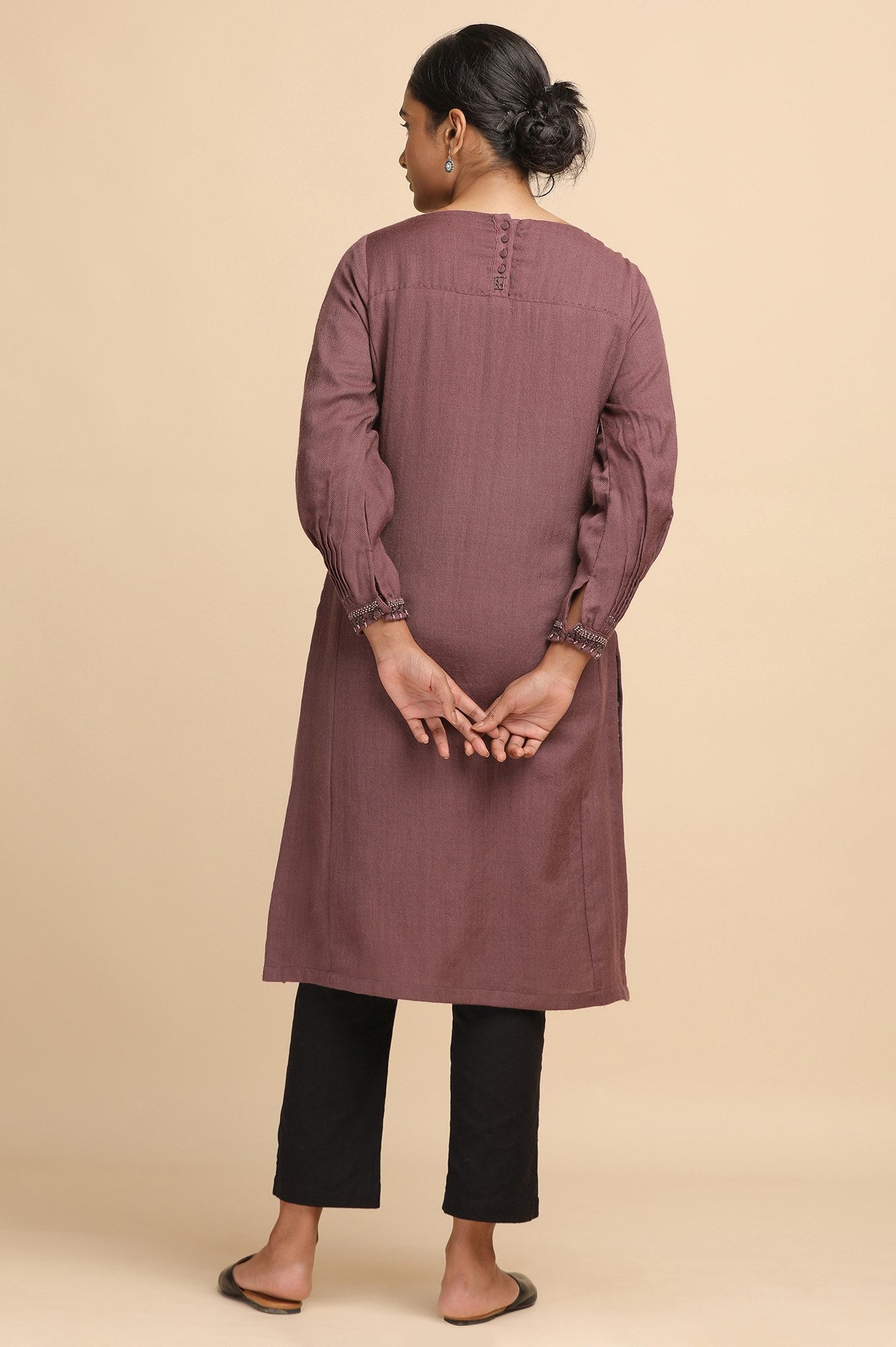 Lilac Woollen Solid kurta