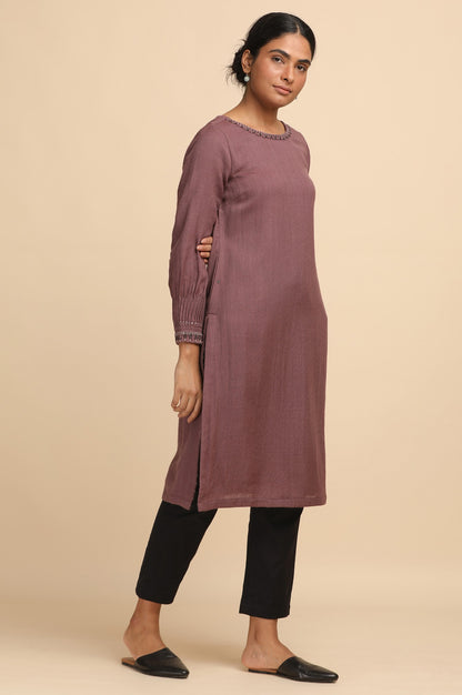 Lilac Woollen Solid kurta