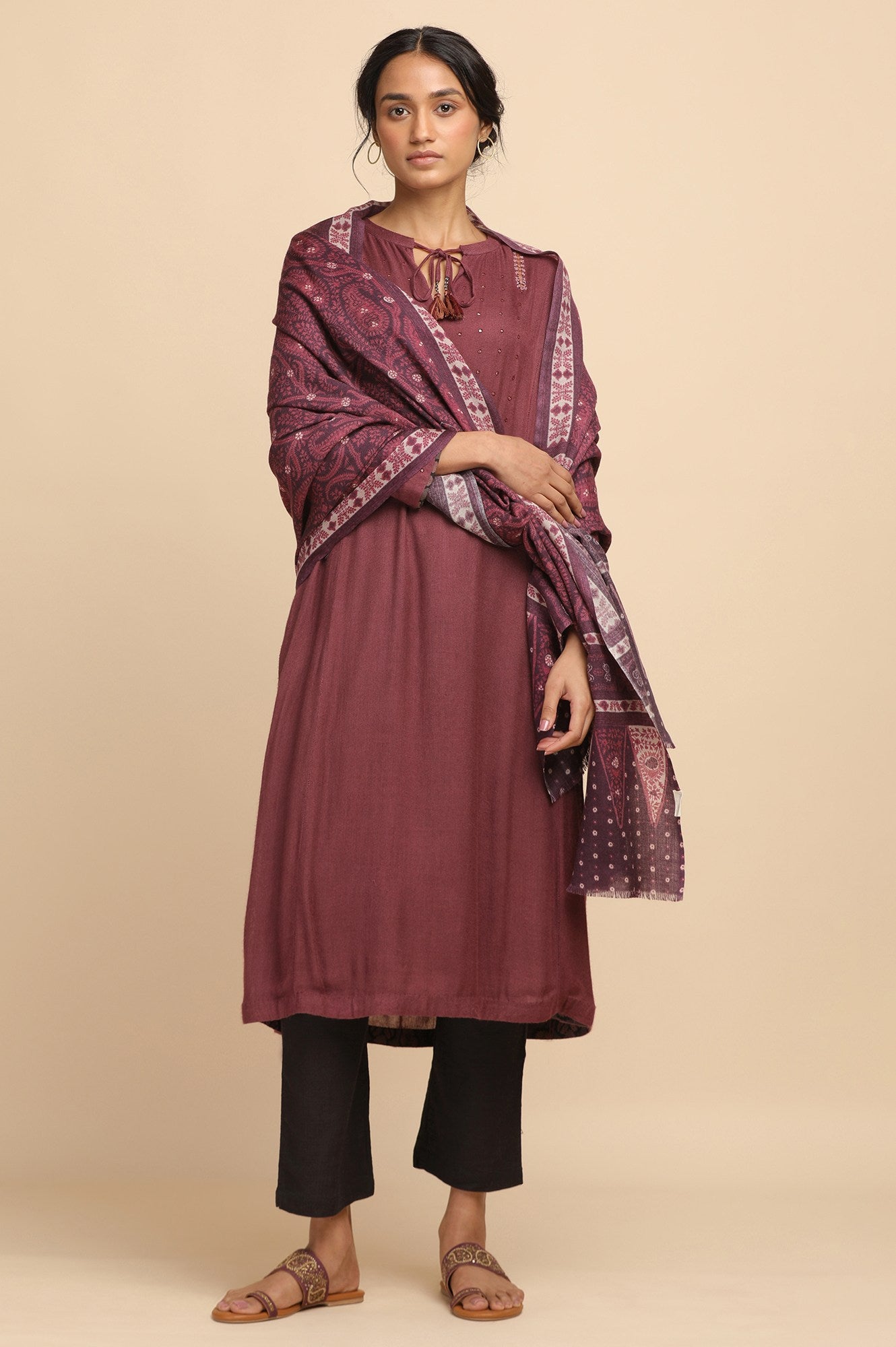 Dark Plum Woollen kurta