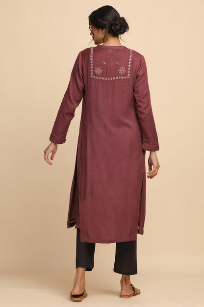 Dark Plum Woollen kurta