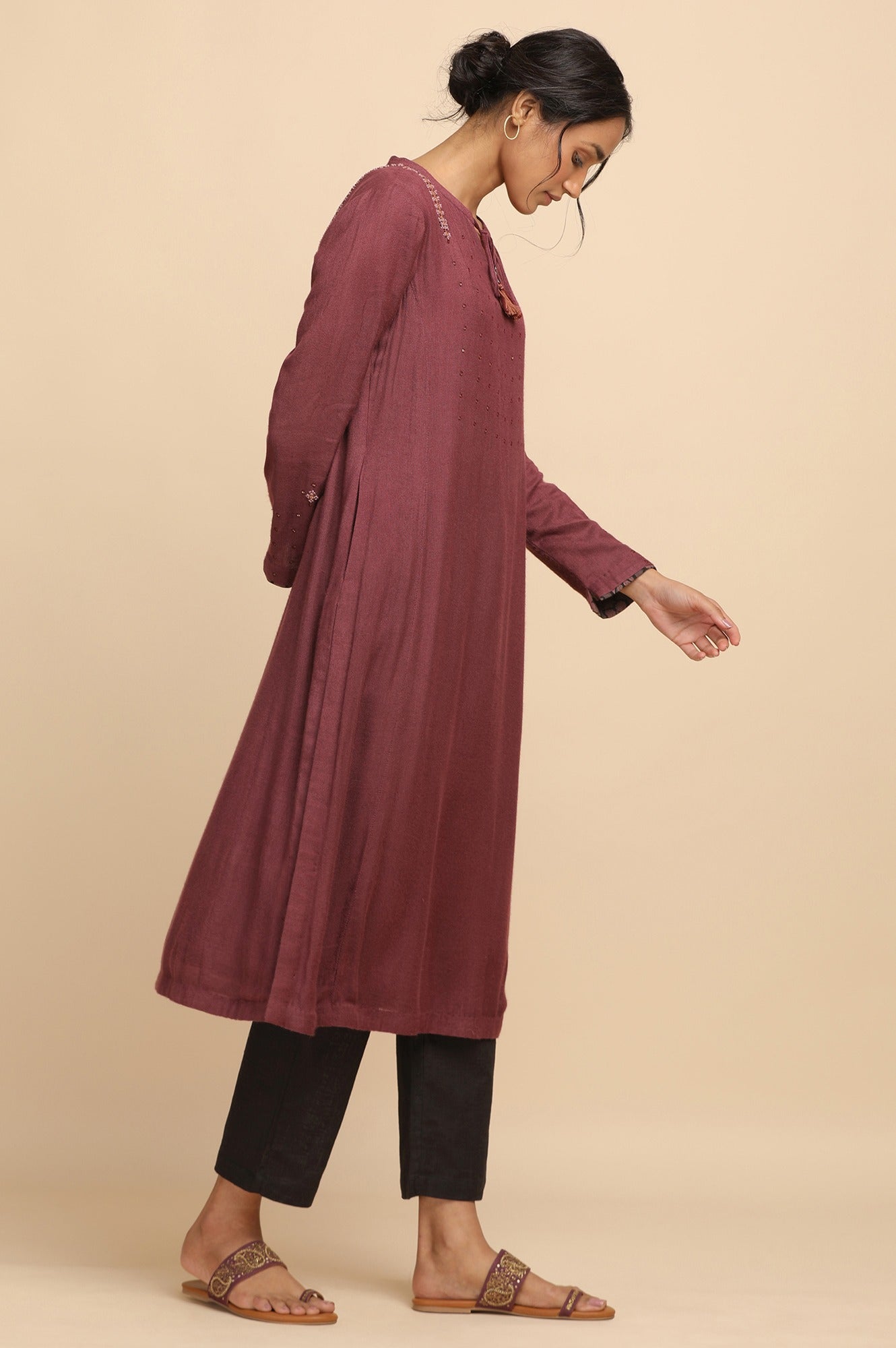 Dark Plum Woollen kurta