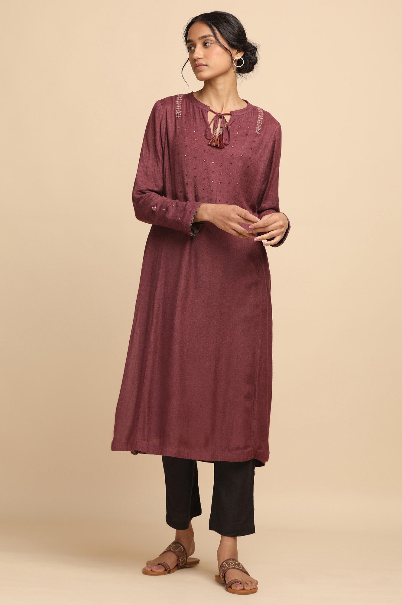 Dark Plum Woollen kurta