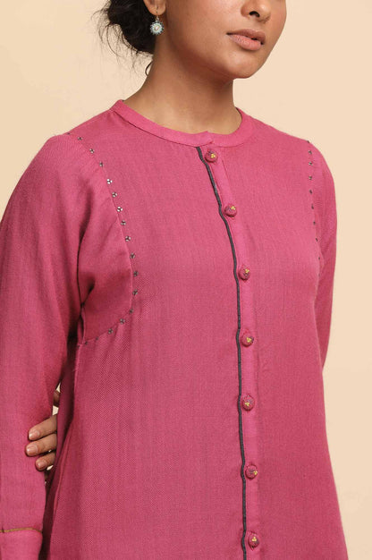Pink Woollen Reversible Jacket
