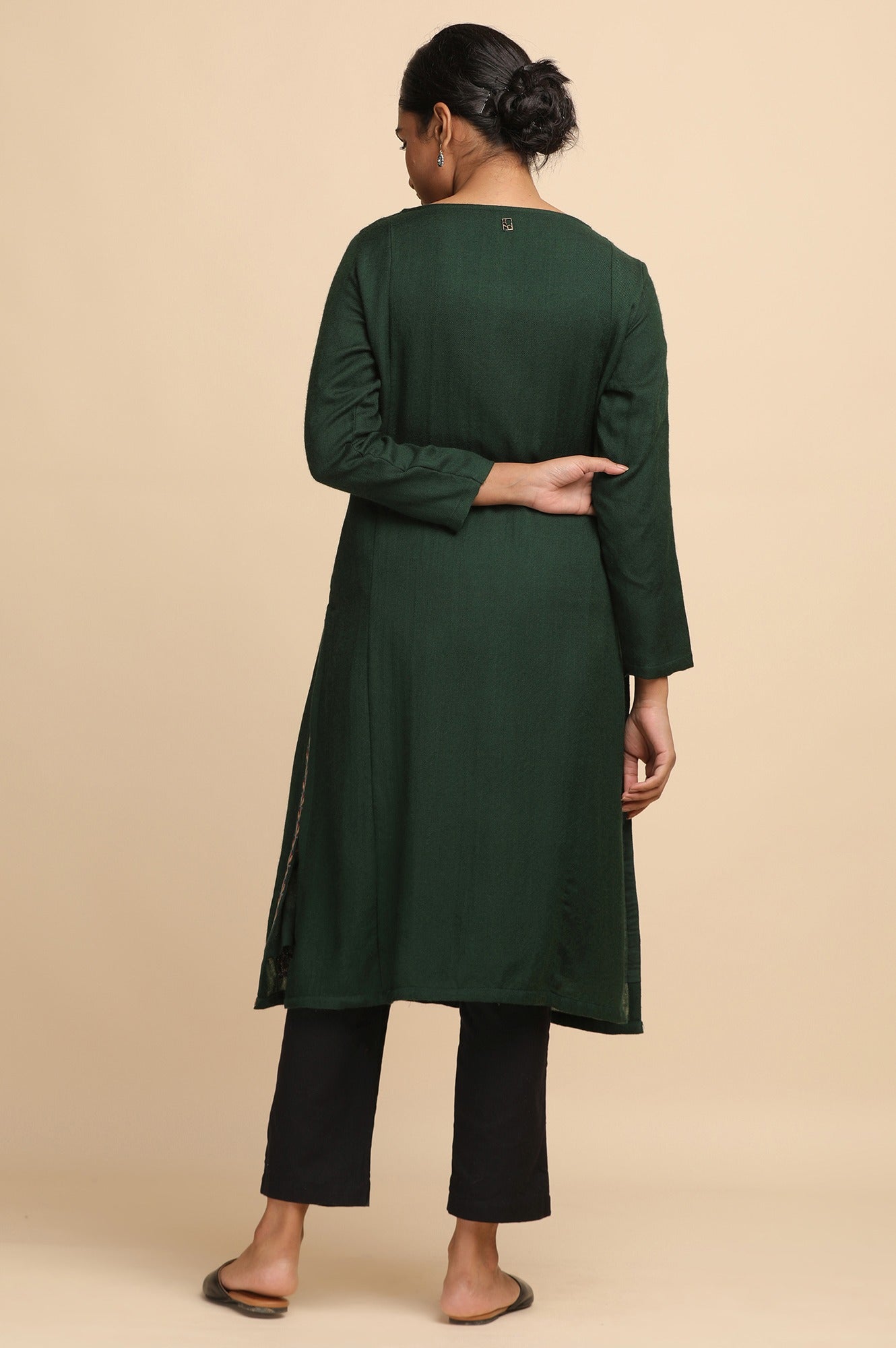 Green Woollen Embroidered kurta