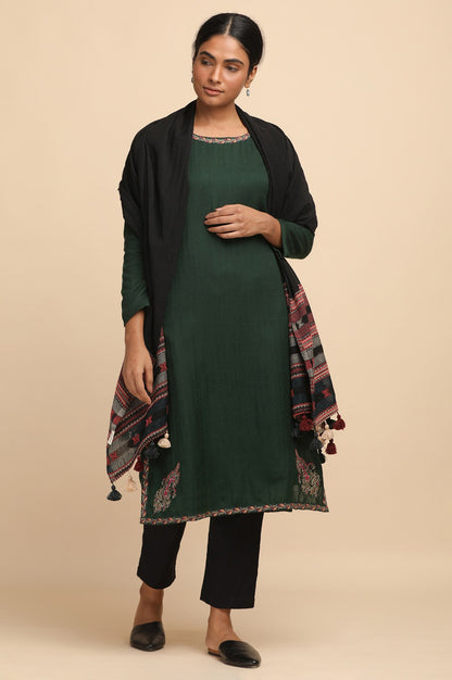 Green Woollen Embroidered kurta