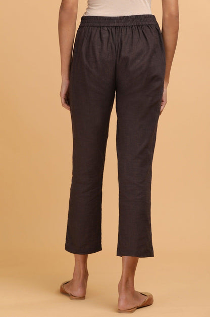 Folksong By W Dark Brown Solid Straight Pants - wforwoman