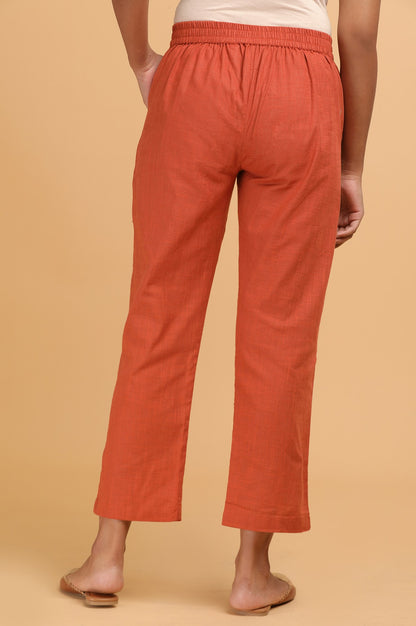 Rust Solid Straight Pants