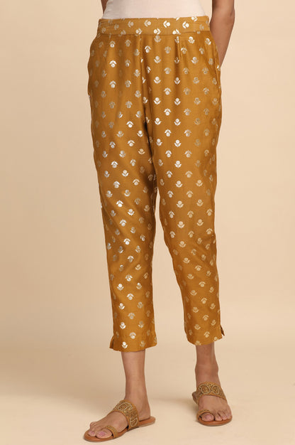 Mustard Jacquard Slim Pants