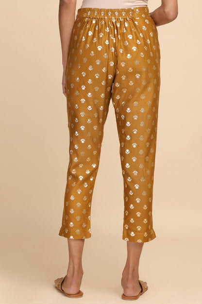 Mustard Jacquard Slim Pants