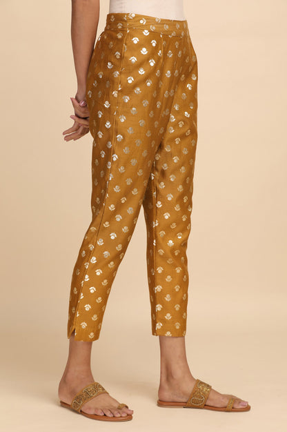 Mustard Jacquard Slim Pants