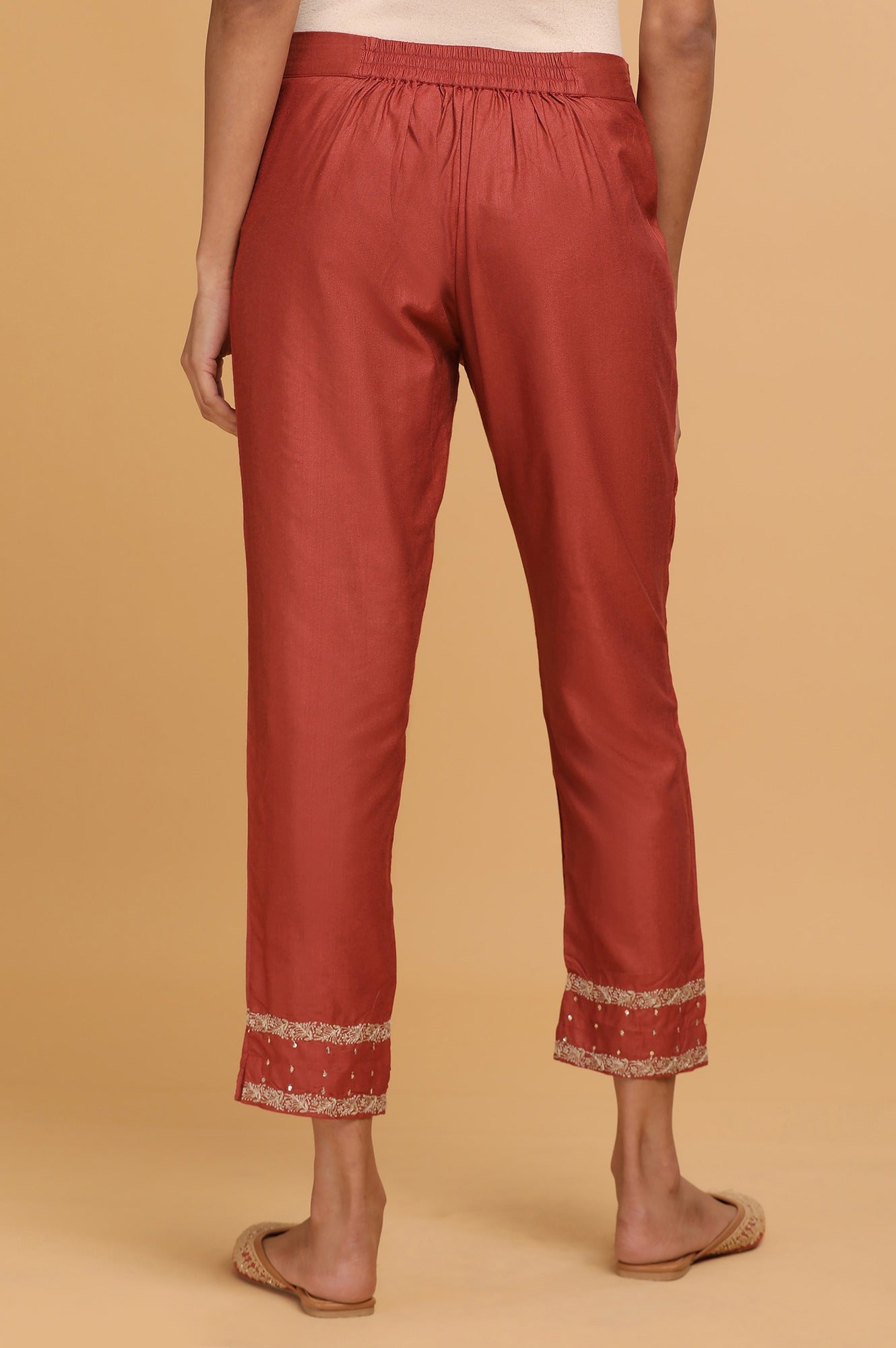 Rust Solid Slim Pants