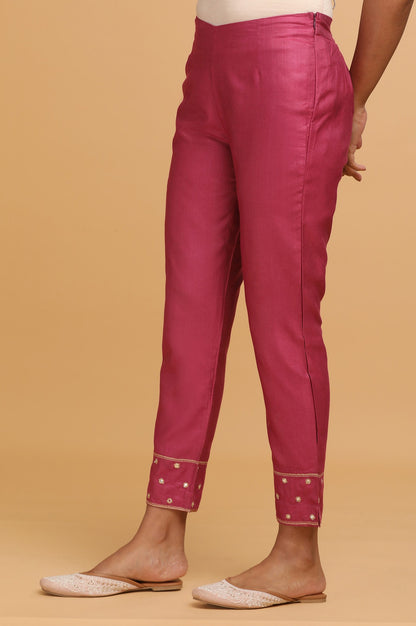 Pink Solid Slim Pants