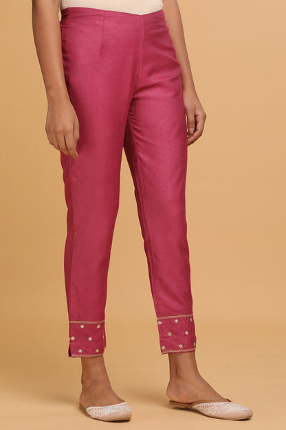 Pink Solid Slim Pants