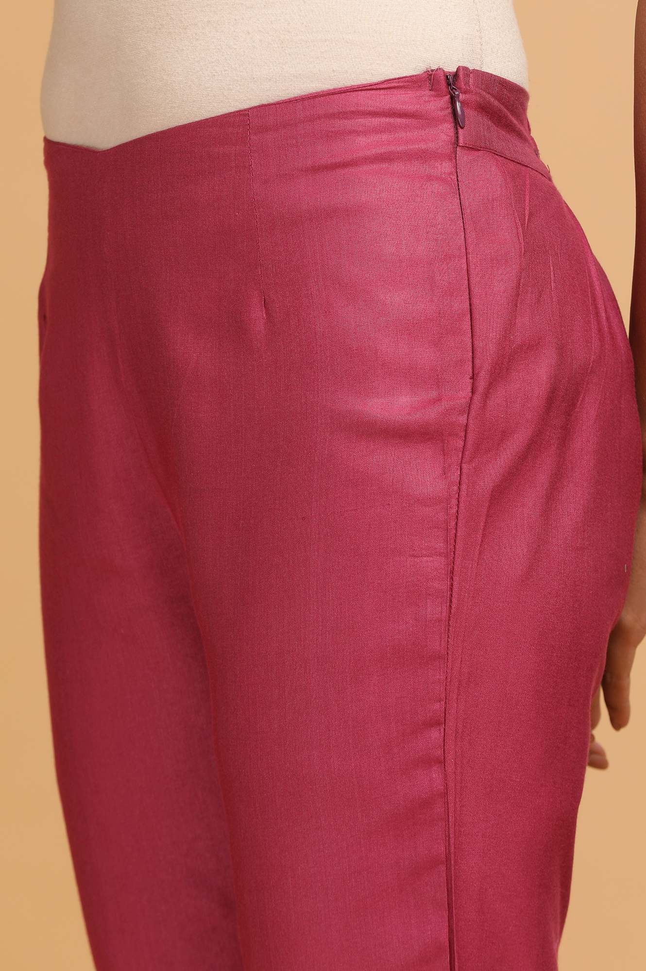 Pink Solid Slim Pants