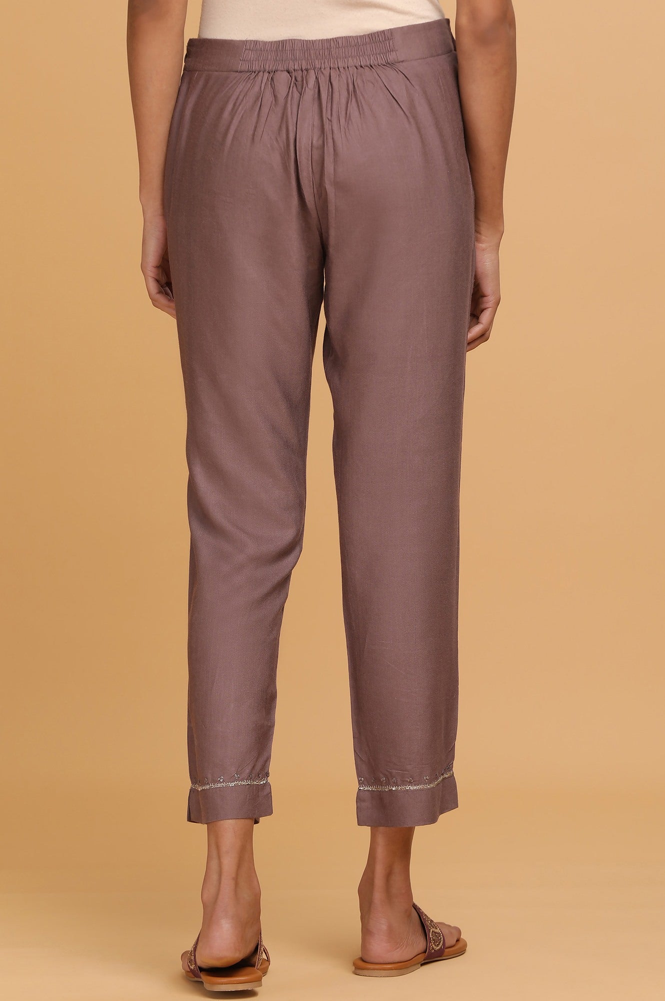 Light Purple Solid Slim Pants