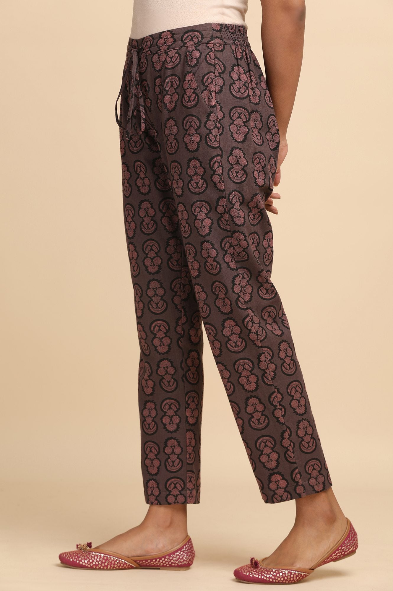 Folksong By W Lilac Hand Block Printed Straight Pants
