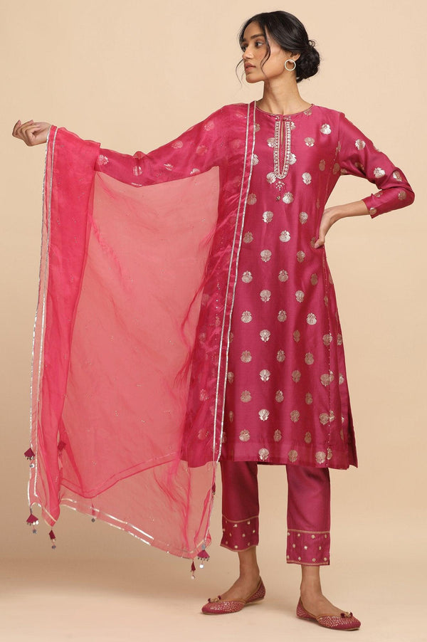 Bright Pink Silk Organza Drape