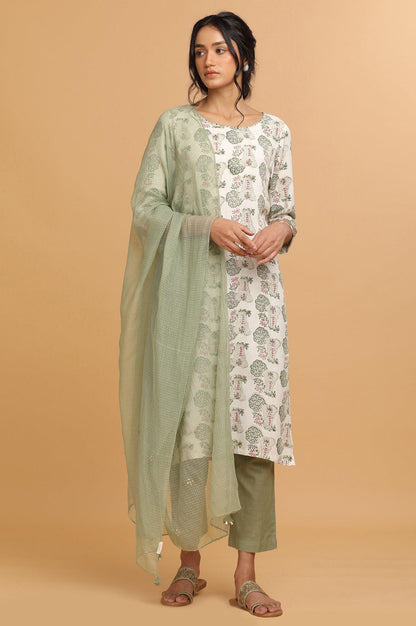 Light Green Kota Textured Drape - wforwoman