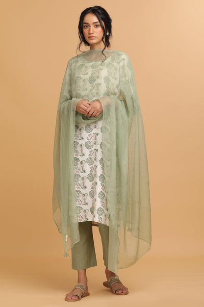 Light Green Kota Textured Drape - wforwoman