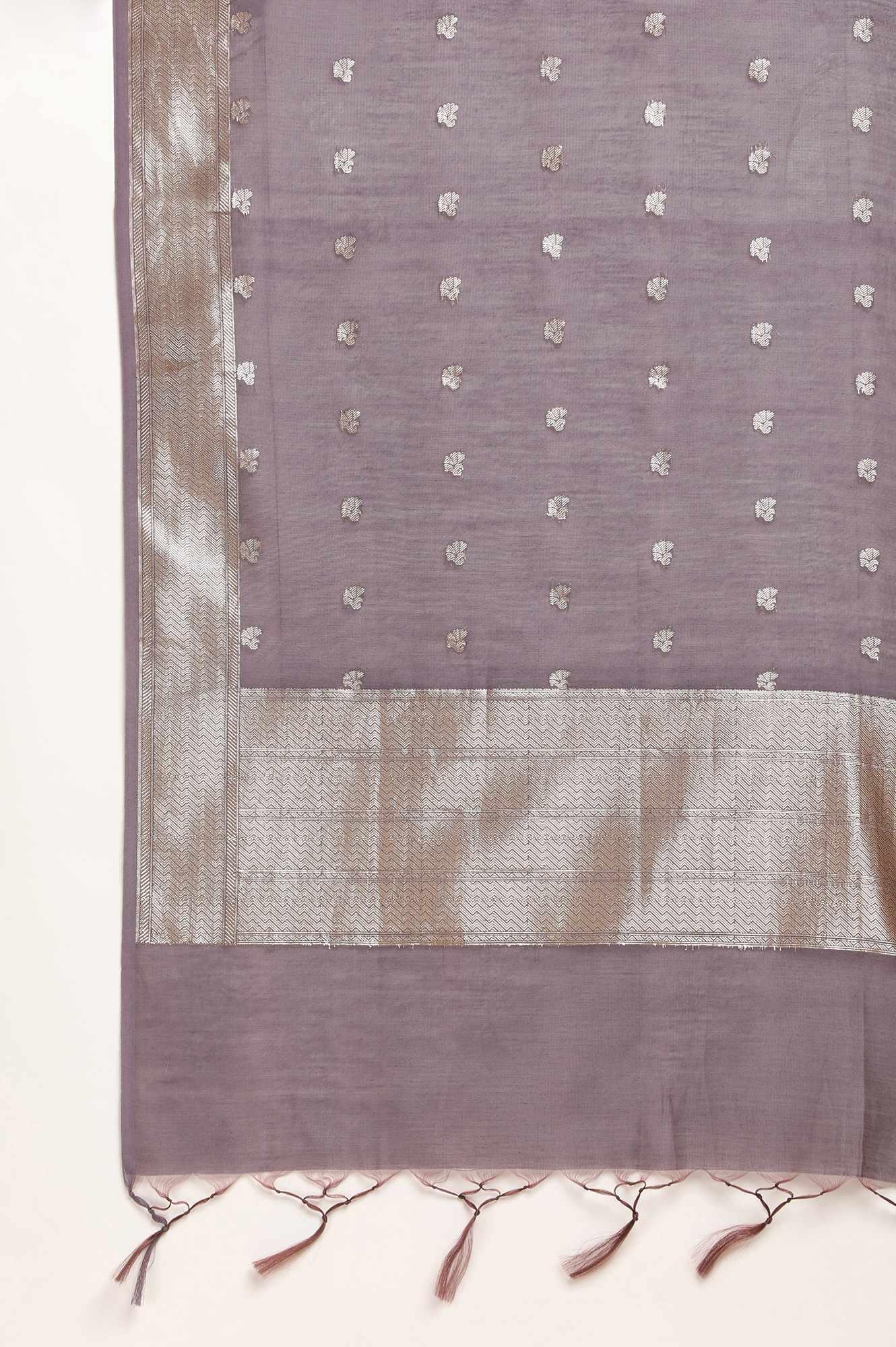 Light Purple Cotton Silk Jacquard Drape - wforwoman