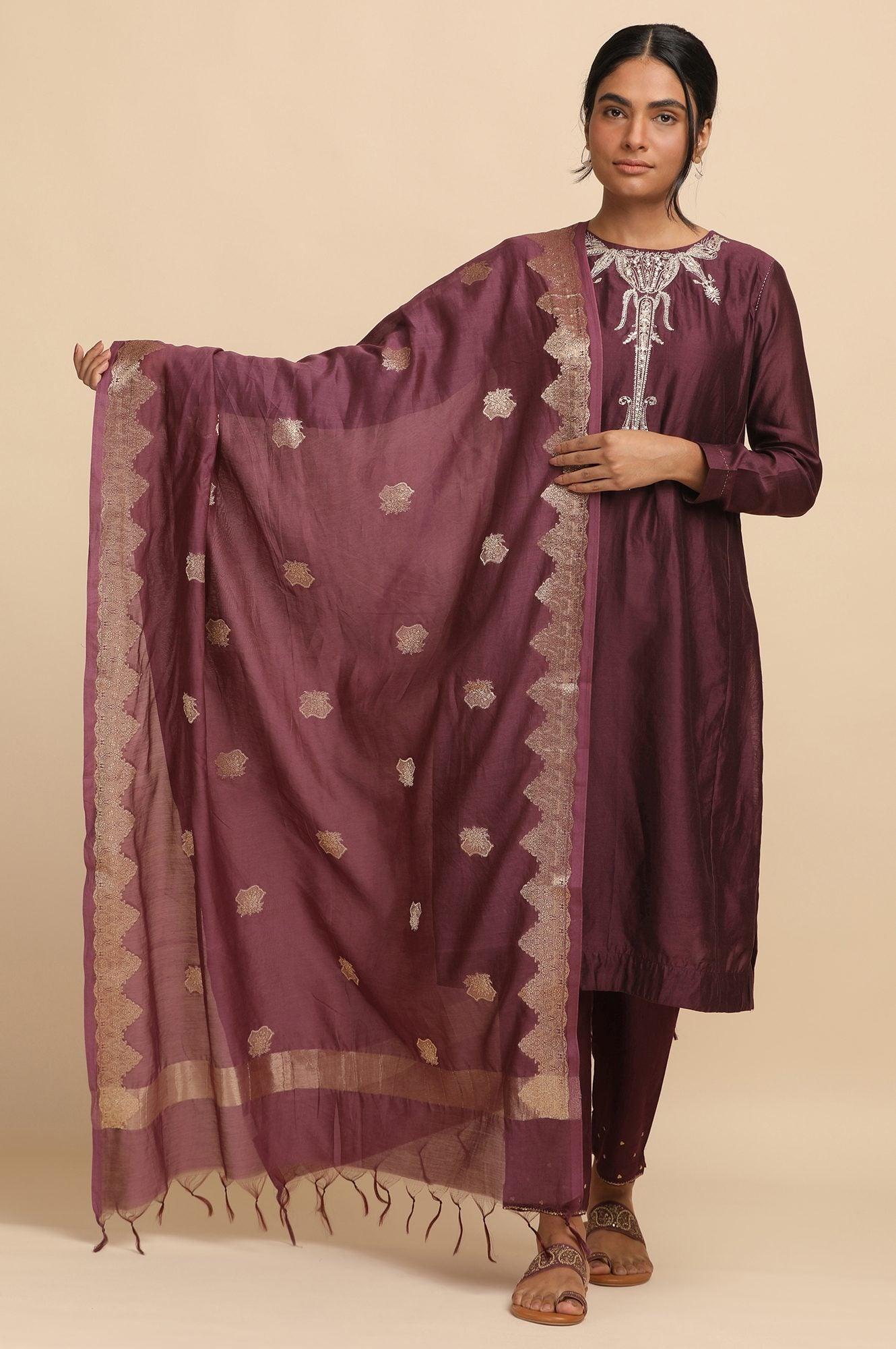 Dark Wine Jacquard drape - wforwoman