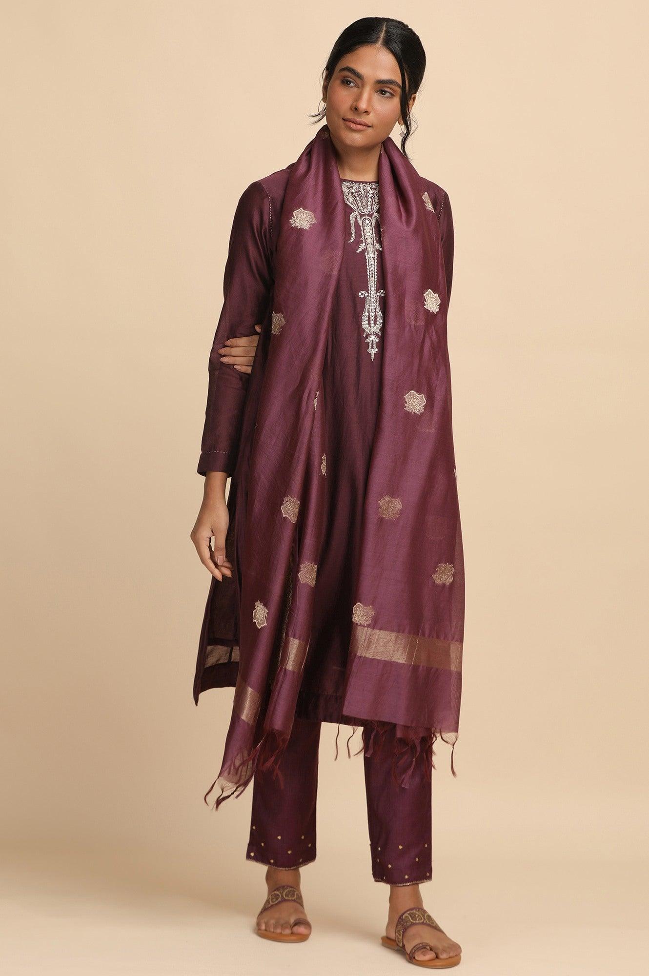 Dark Wine Jacquard drape - wforwoman