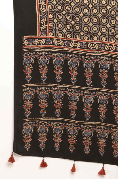 Dark Brown Ajrakh Printed drape