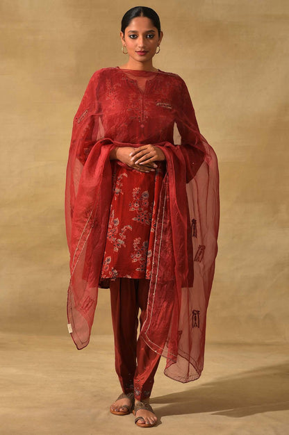 Red Silk Organza Drape - wforwoman