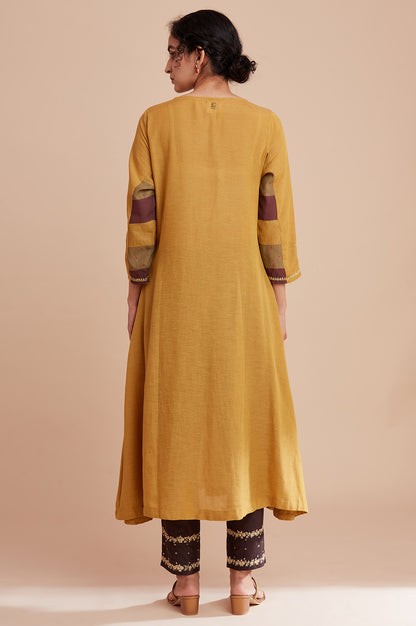 Yellow Modal Flax Flared kurta