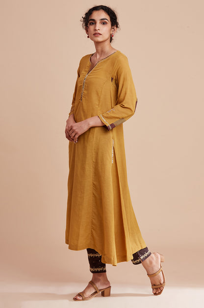 Yellow Modal Flax Flared kurta