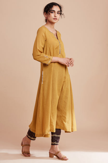 Yellow Modal Flax Flared kurta