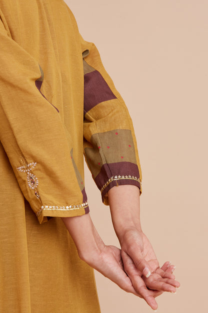 Yellow Modal Flax Flared kurta