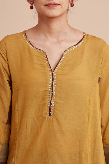 Yellow Modal Flax Flared kurta