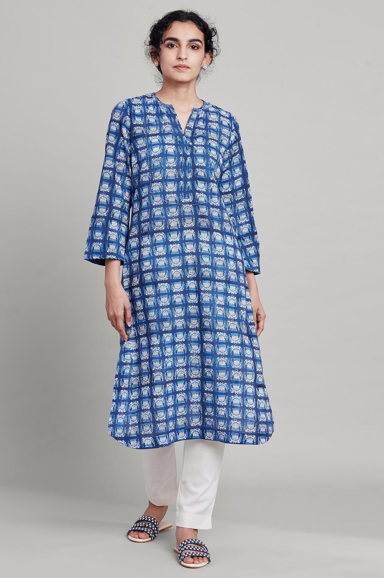 Indigo Hand Block Printed kurta