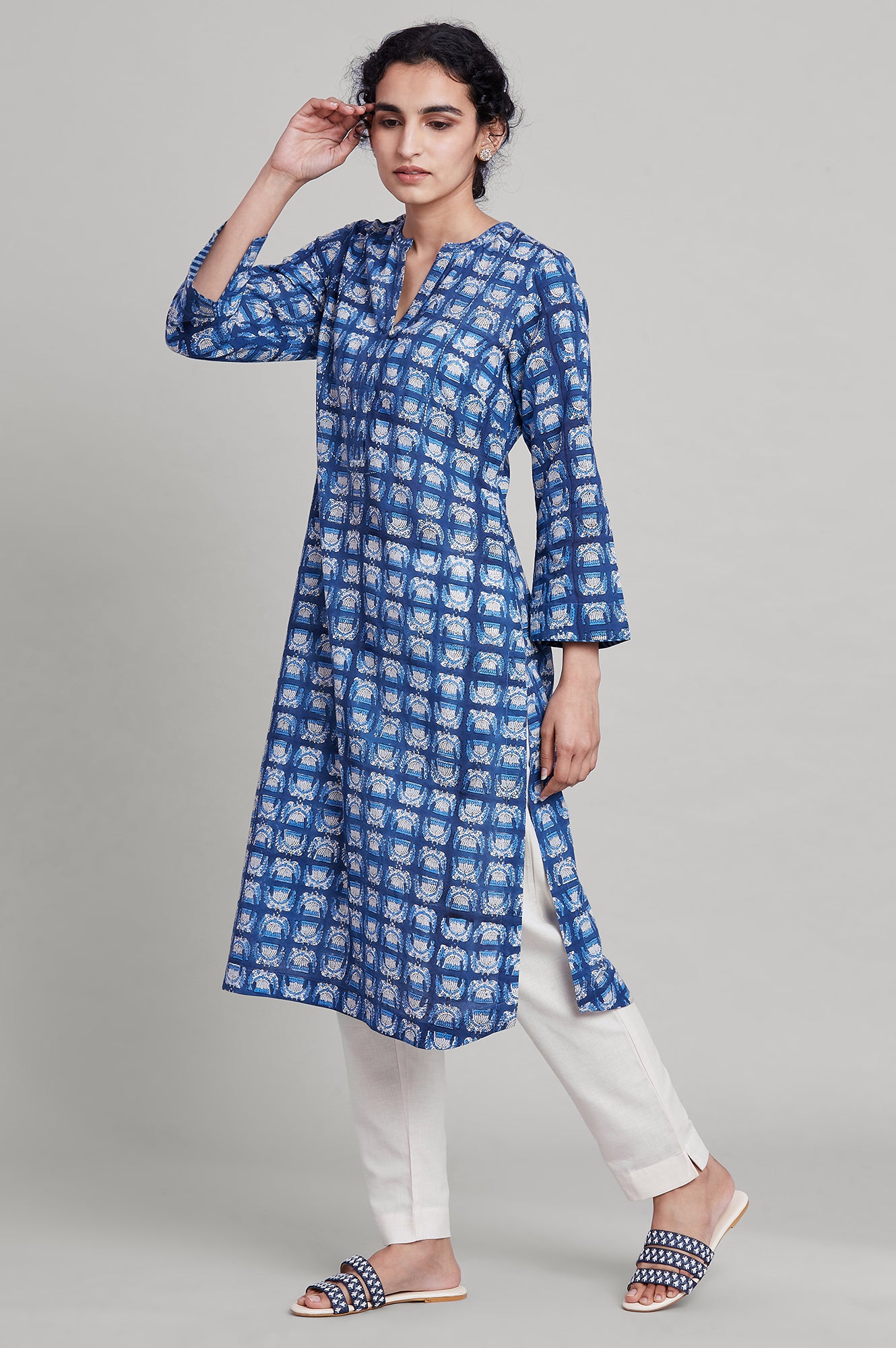 Indigo Hand Block Printed kurta